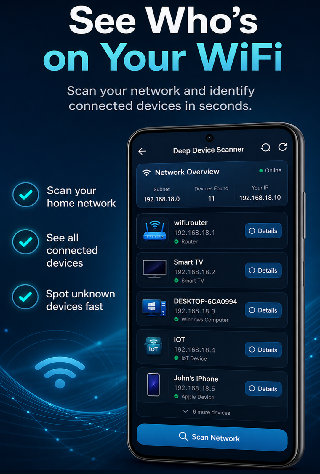 Network scanning interface